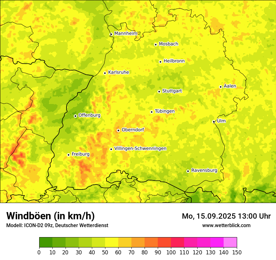 Modellkarten Windgeschwindigkeit