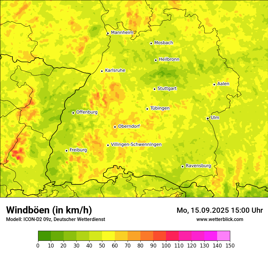 Modellkarten Windgeschwindigkeit