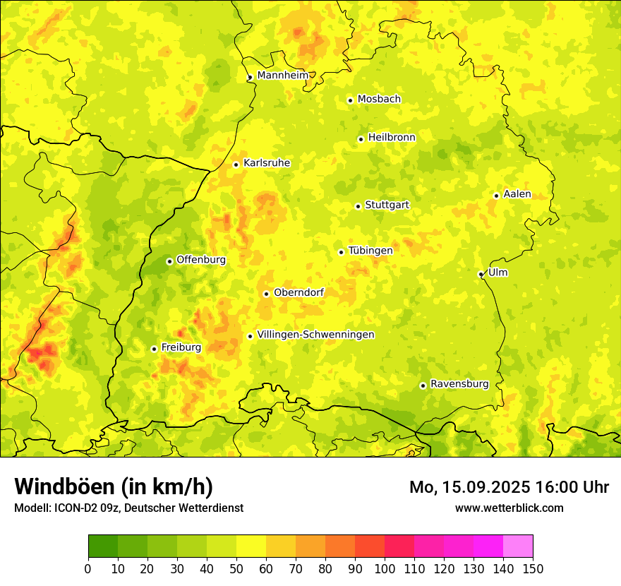 Modellkarten Windgeschwindigkeit