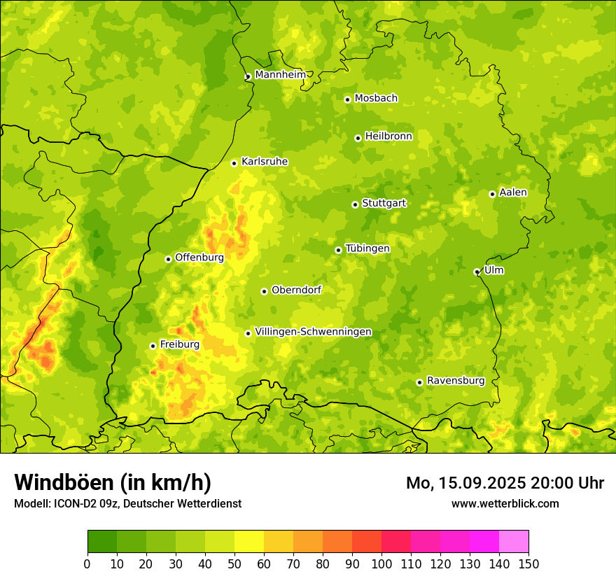 Modellkarten Windgeschwindigkeit
