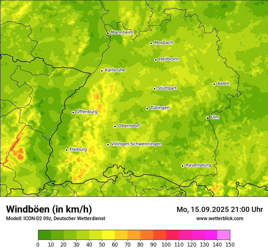 Modellkarten Windgeschwindigkeit