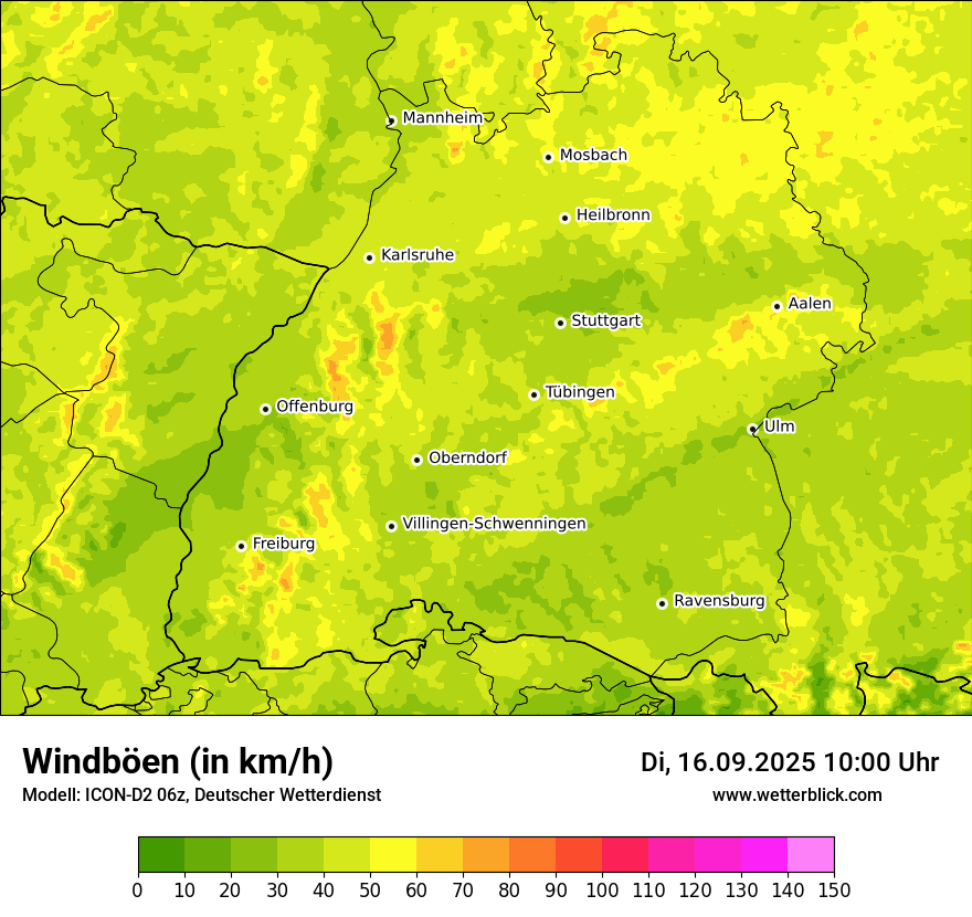 Modellkarten Windgeschwindigkeit