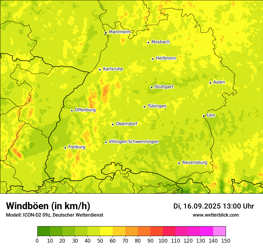 Modellkarten Windgeschwindigkeit
