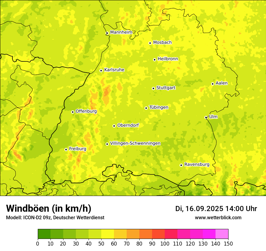 Modellkarten Windgeschwindigkeit