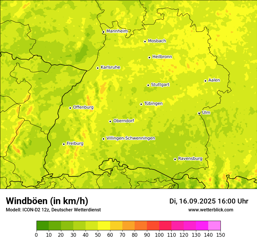 Modellkarten Windgeschwindigkeit