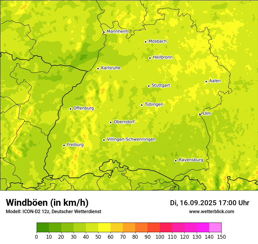 Modellkarten Windgeschwindigkeit