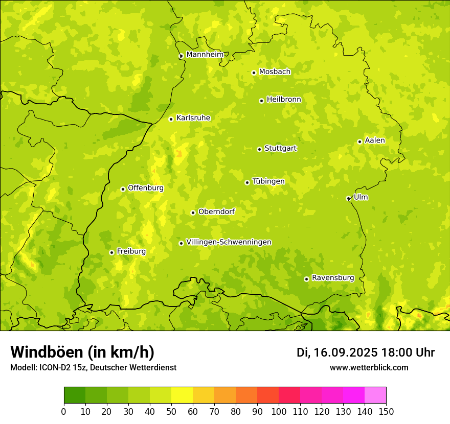 Modellkarten Windgeschwindigkeit