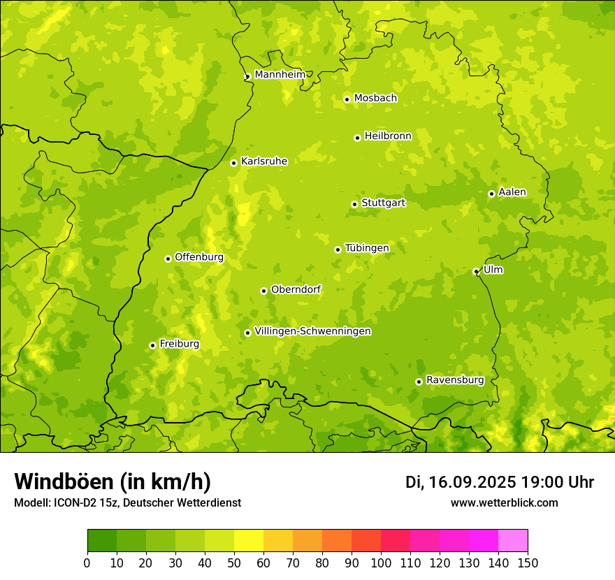 Modellkarten Windgeschwindigkeit