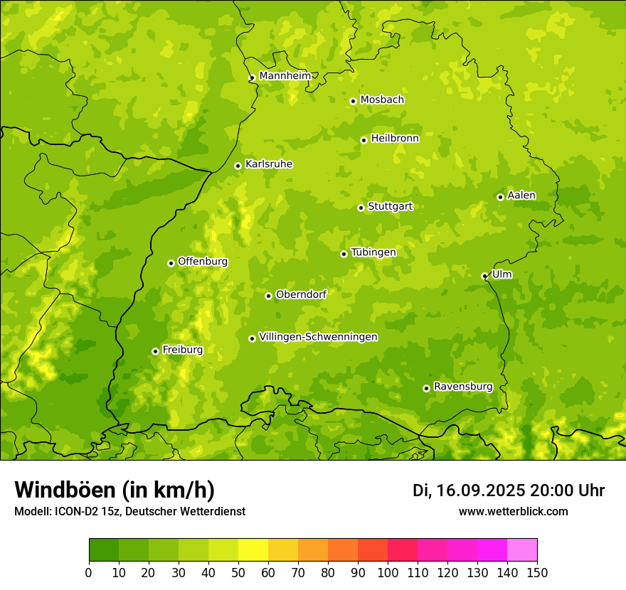 Modellkarten Windgeschwindigkeit