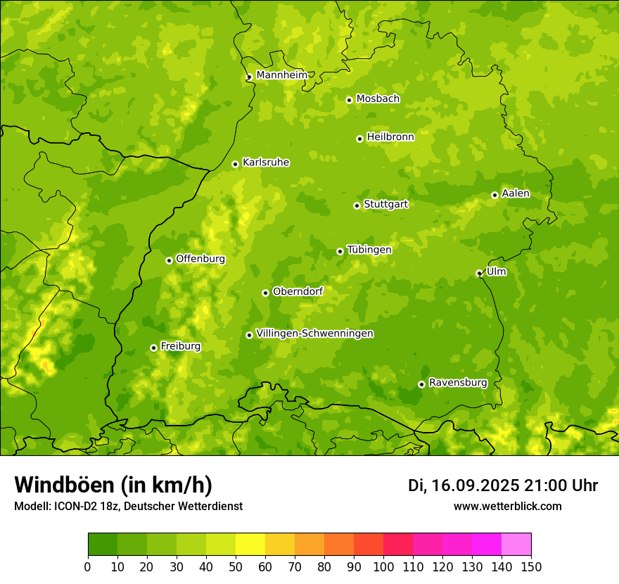 Modellkarten Windgeschwindigkeit