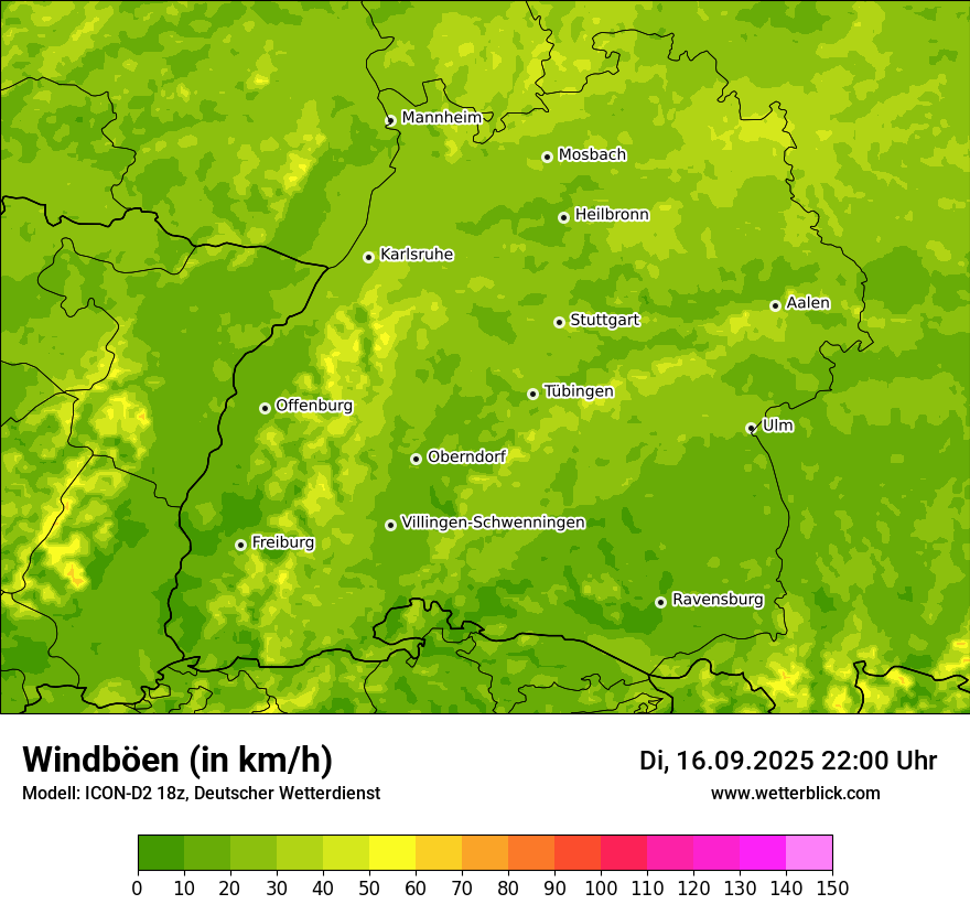Modellkarten Windgeschwindigkeit