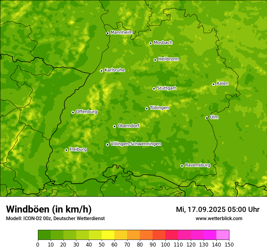 Modellkarten Windgeschwindigkeit