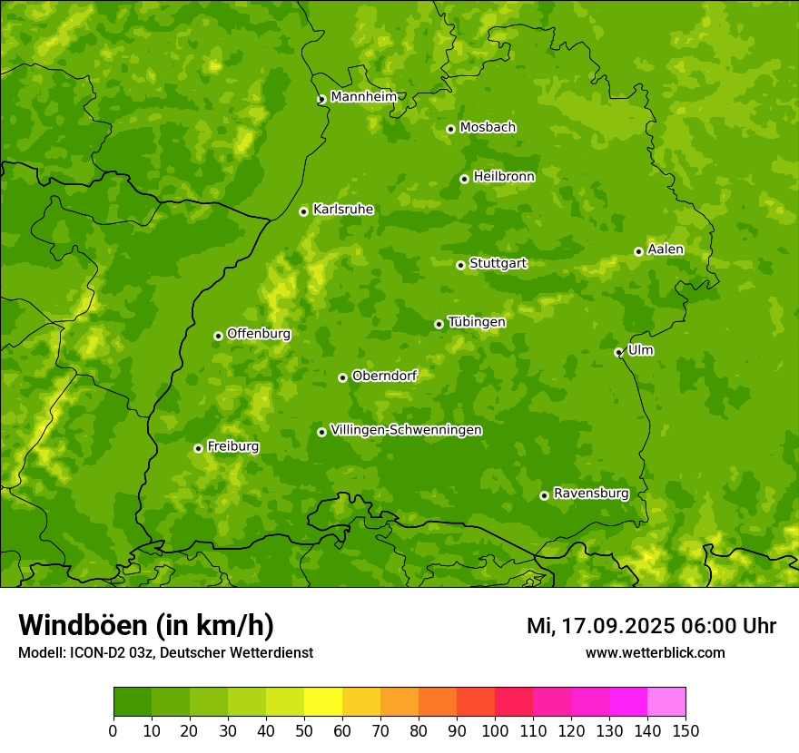 Modellkarten Windgeschwindigkeit