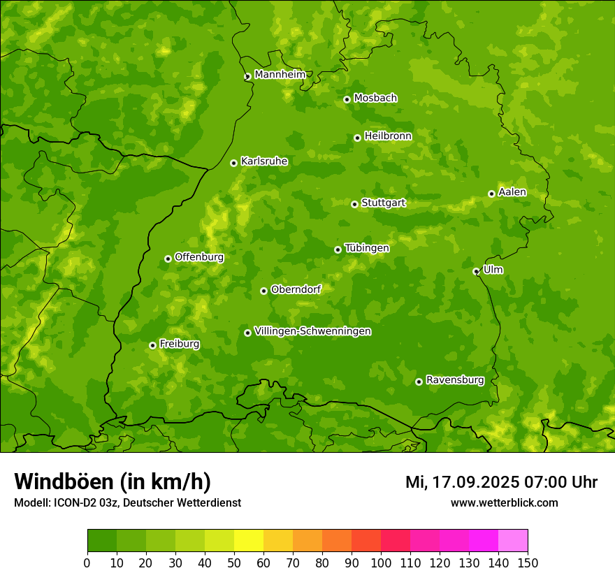 Modellkarten Windgeschwindigkeit