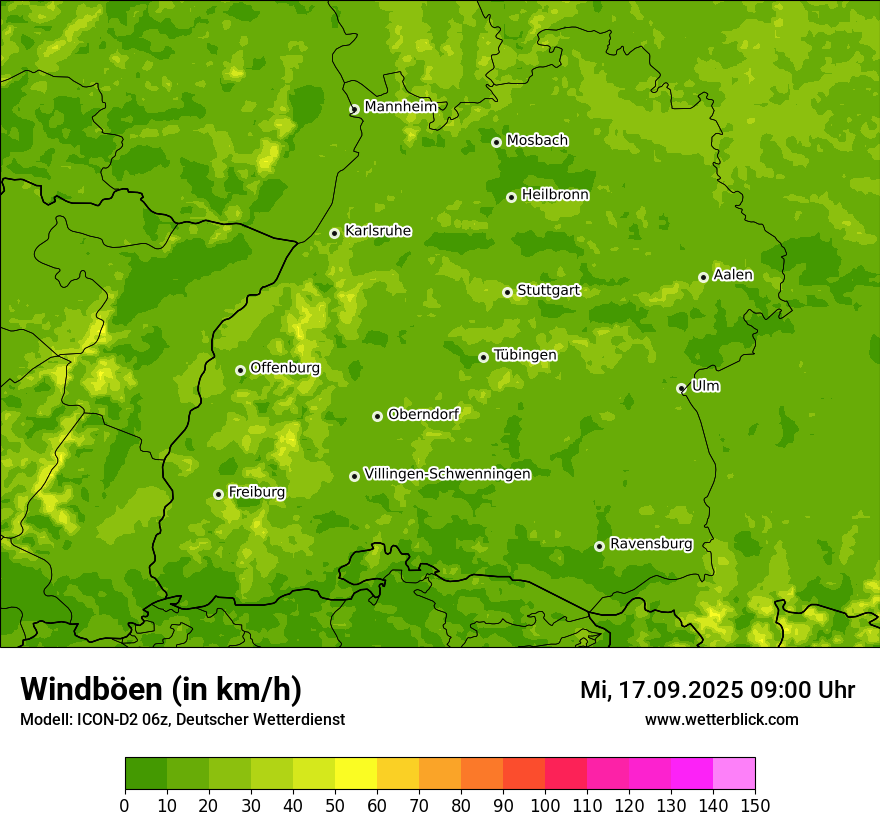Modellkarten Windgeschwindigkeit