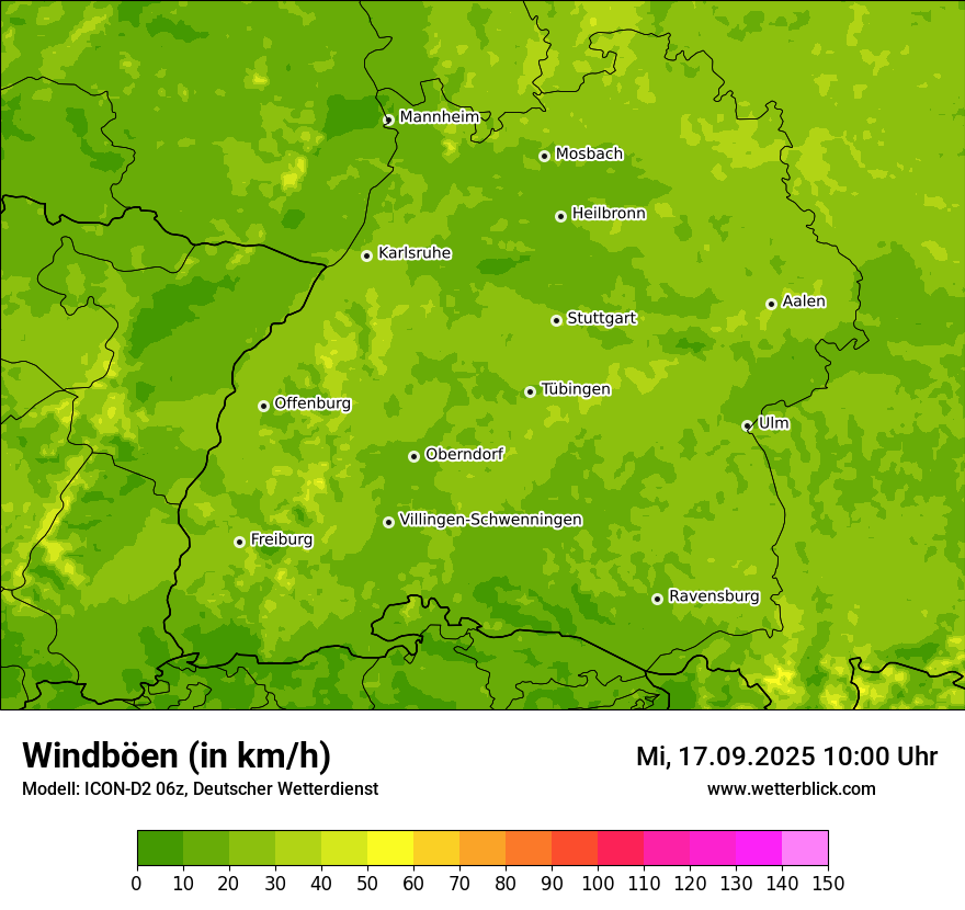 Modellkarten Windgeschwindigkeit
