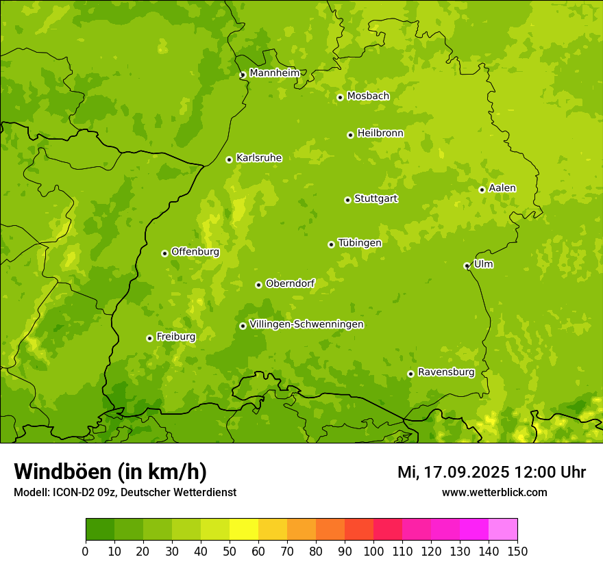 Modellkarten Windgeschwindigkeit