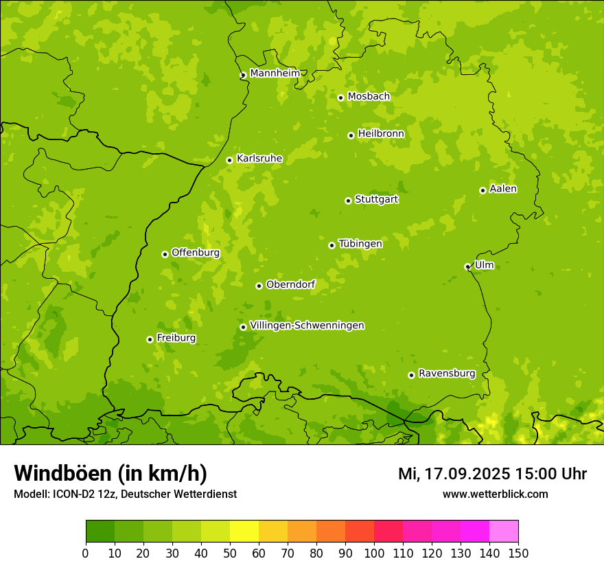 Modellkarten Windgeschwindigkeit