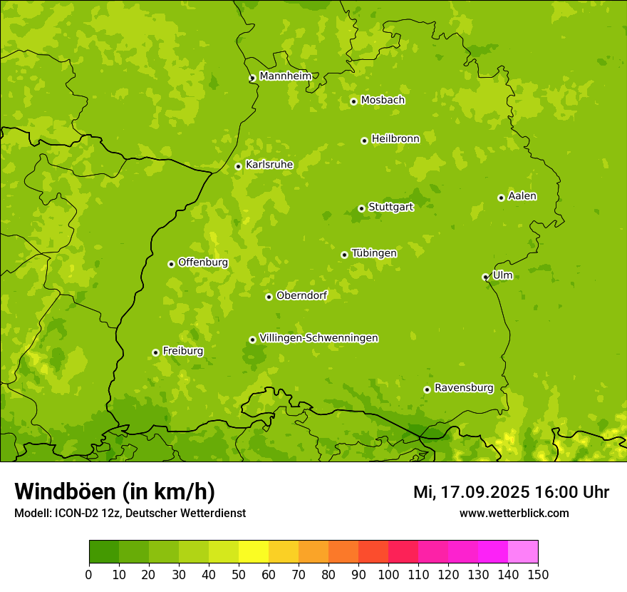 Modellkarten Windgeschwindigkeit