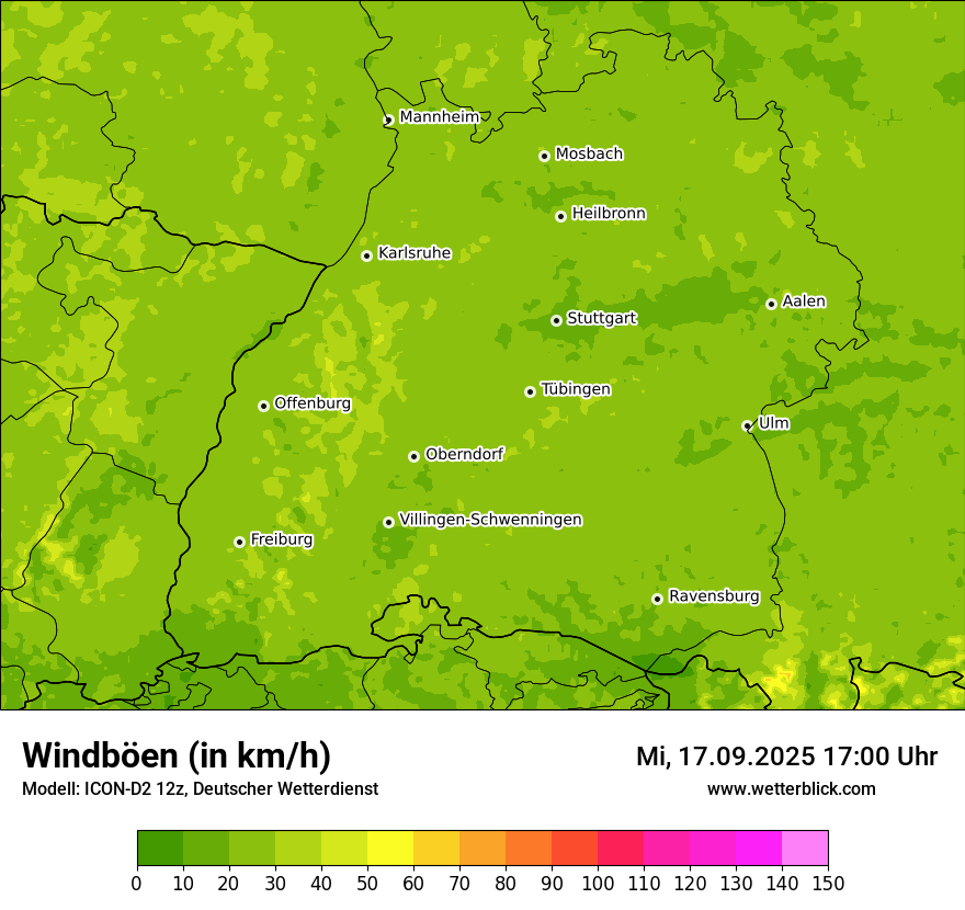 Modellkarten Windgeschwindigkeit