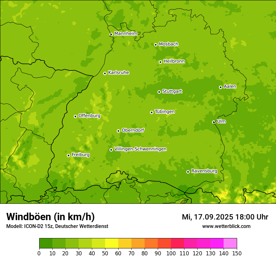 Modellkarten Windgeschwindigkeit