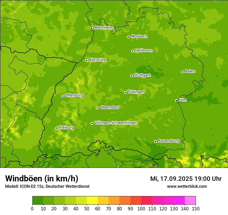 Modellkarten Windgeschwindigkeit