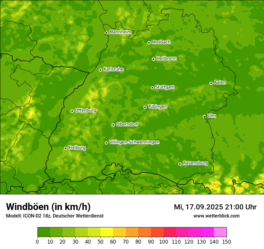Modellkarten Windgeschwindigkeit