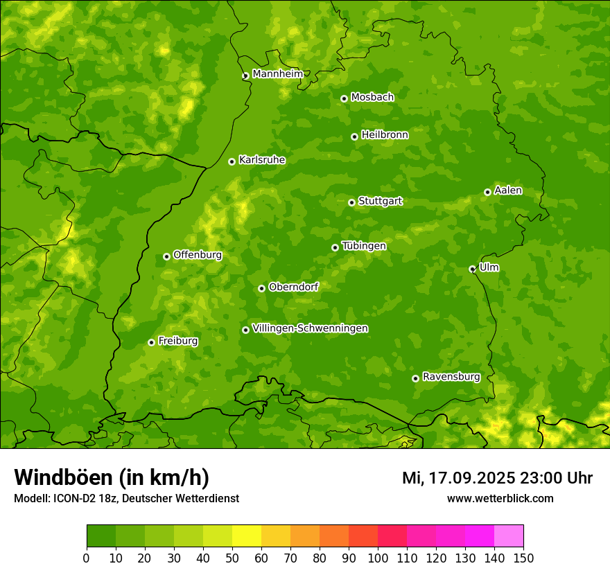 Modellkarten Windgeschwindigkeit