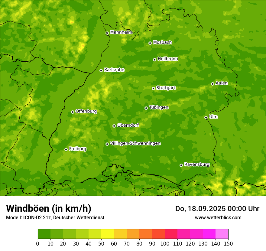 Modellkarten Windgeschwindigkeit