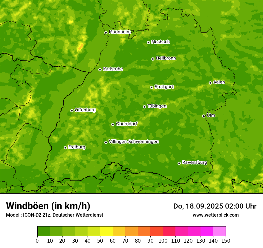 Modellkarten Windgeschwindigkeit