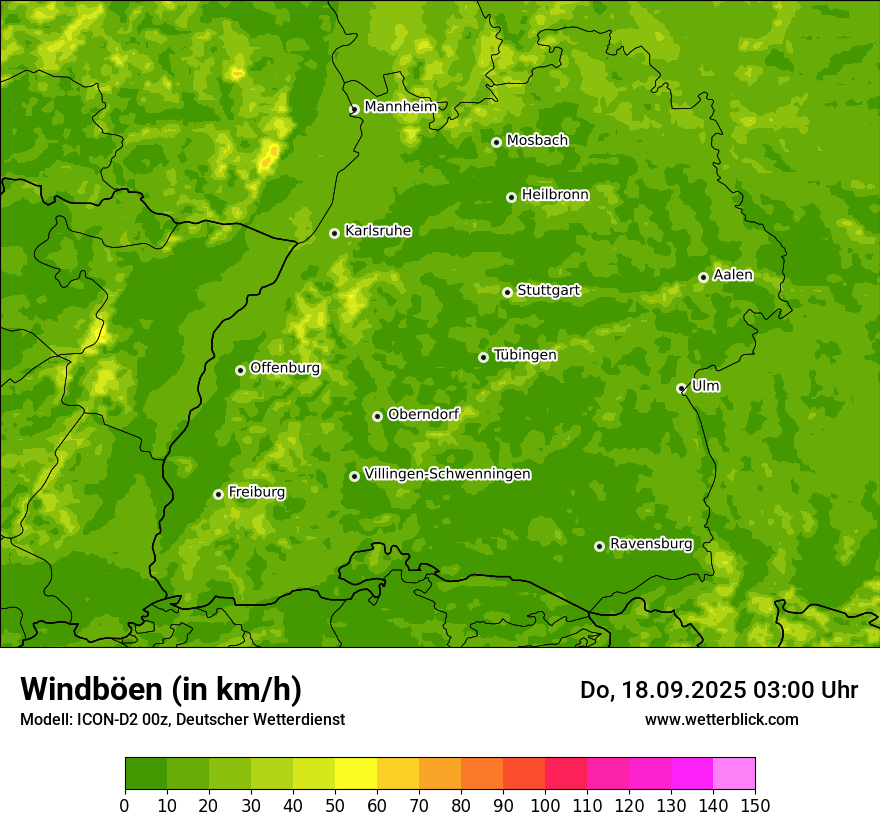 Modellkarten Windgeschwindigkeit
