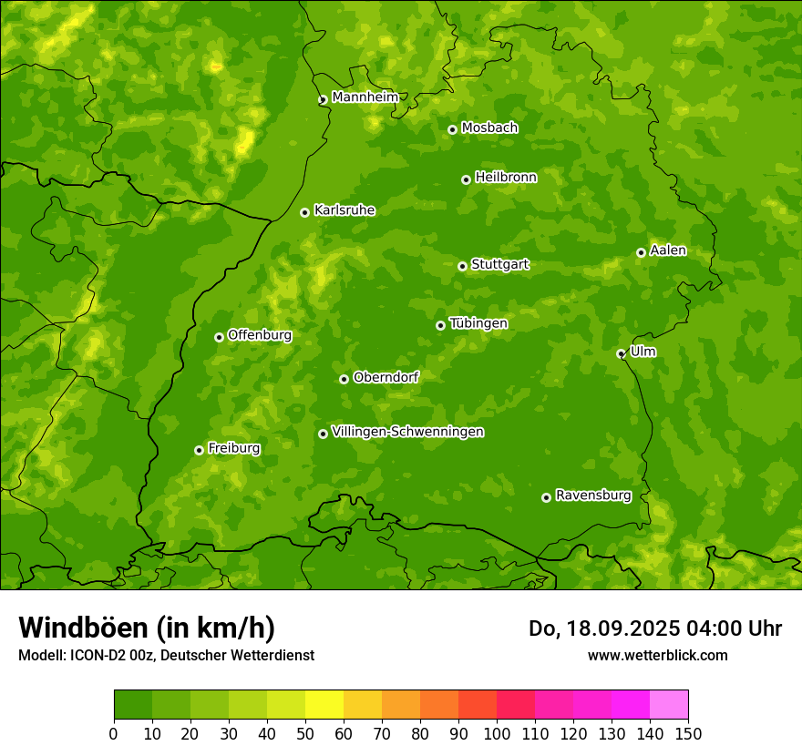 Modellkarten Windgeschwindigkeit