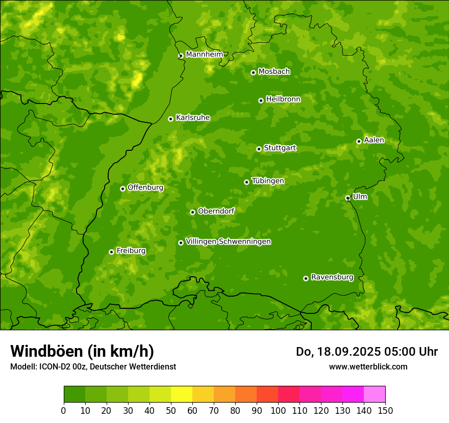 Modellkarten Windgeschwindigkeit