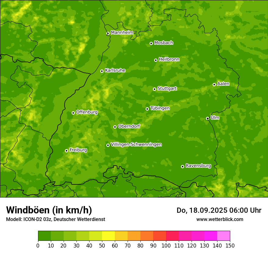 Modellkarten Windgeschwindigkeit