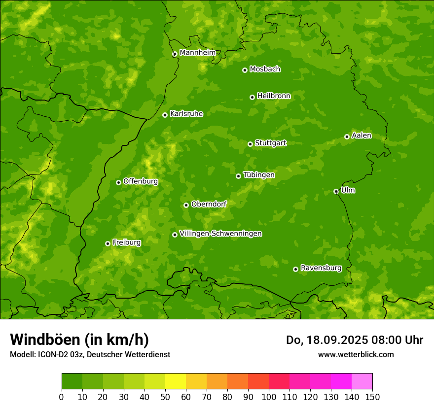 Modellkarten Windgeschwindigkeit