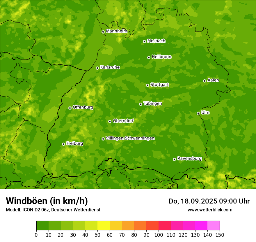 Modellkarten Windgeschwindigkeit