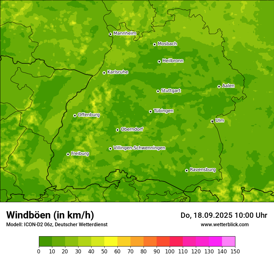 Modellkarten Windgeschwindigkeit