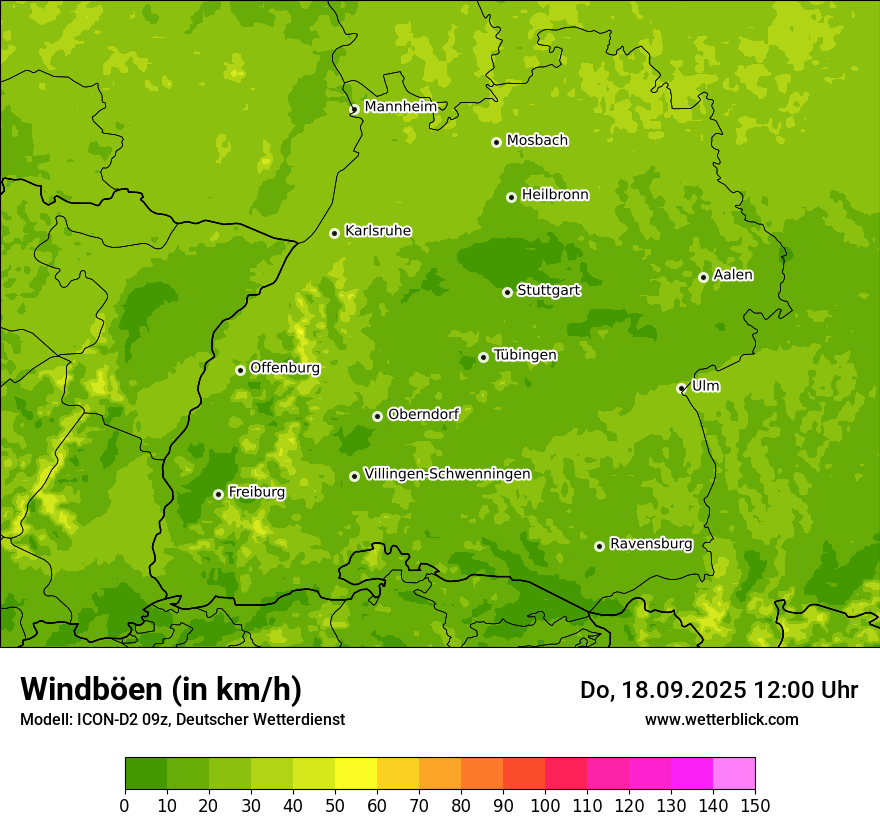 Modellkarten Windgeschwindigkeit