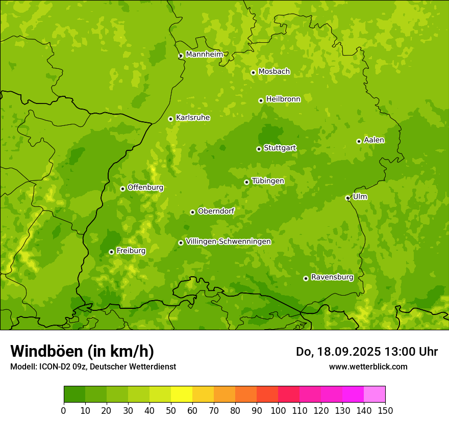 Modellkarten Windgeschwindigkeit