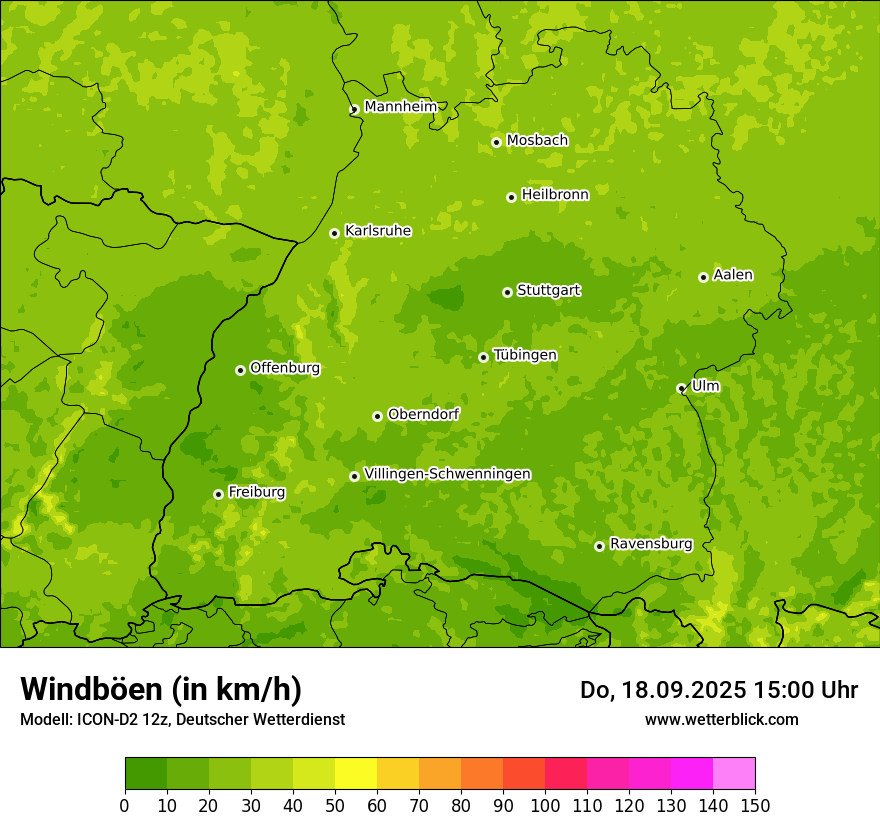 Modellkarten Windgeschwindigkeit