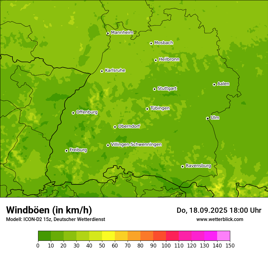 Modellkarten Windgeschwindigkeit