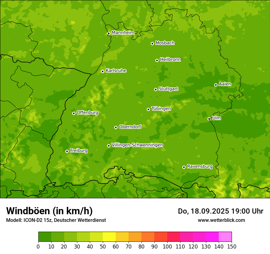 Modellkarten Windgeschwindigkeit