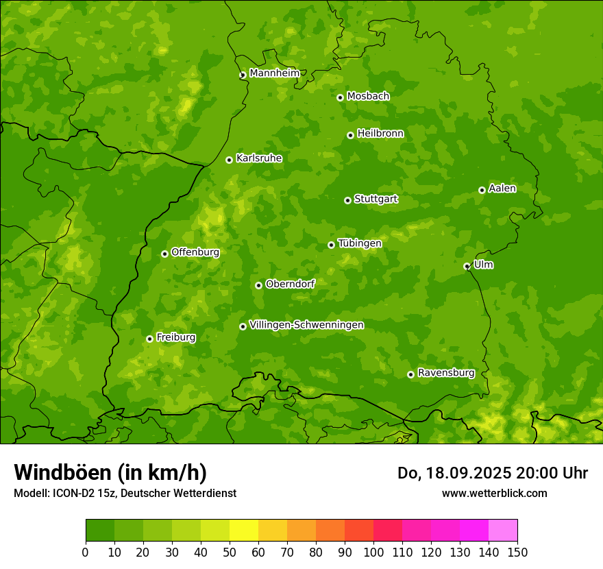Modellkarten Windgeschwindigkeit