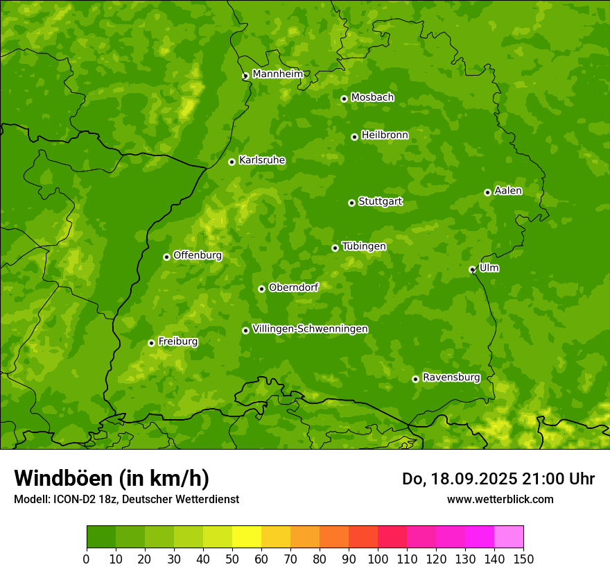 Modellkarten Windgeschwindigkeit