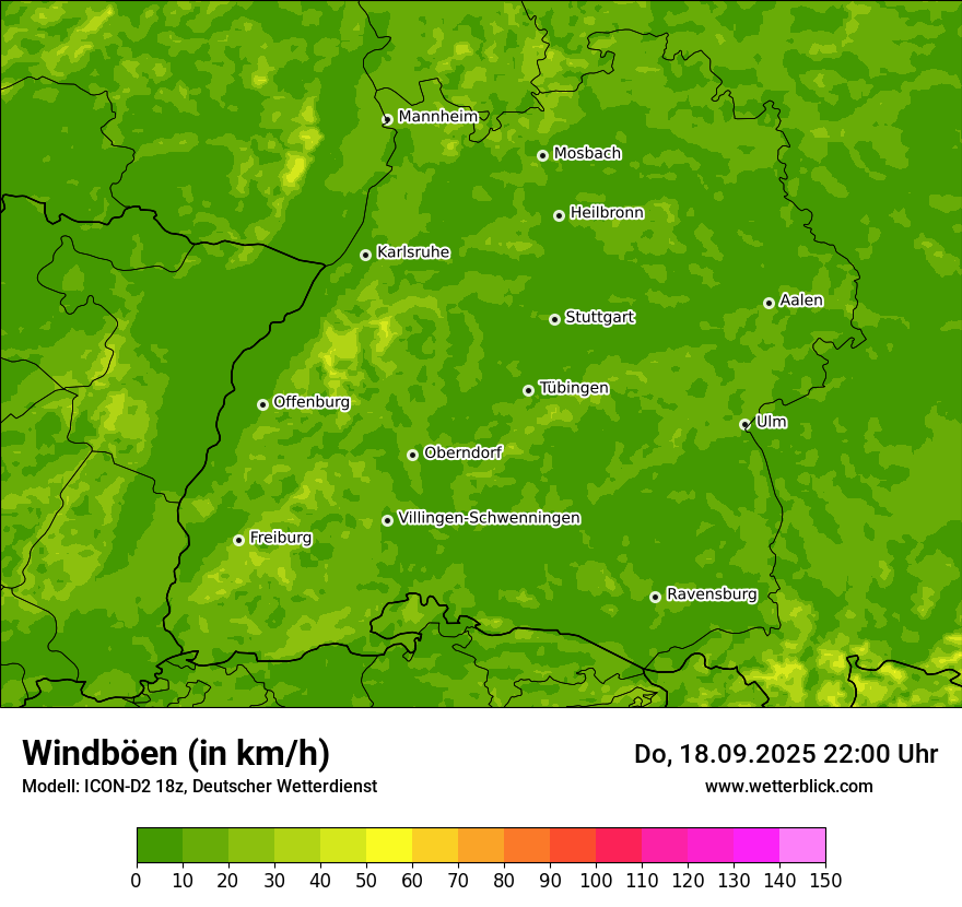 Modellkarten Windgeschwindigkeit