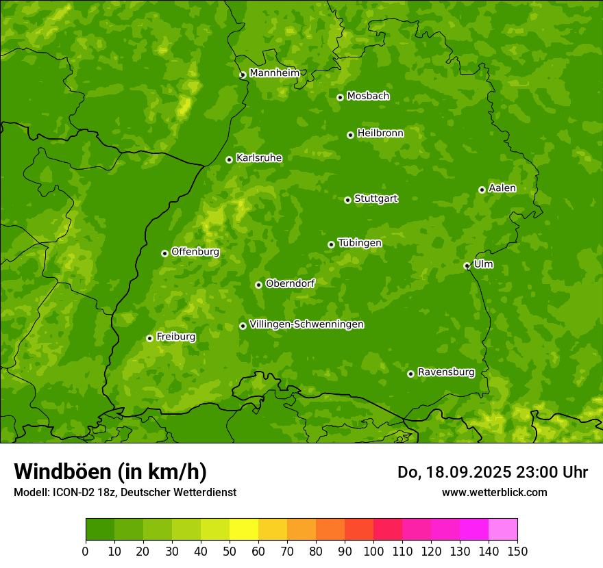 Modellkarten Windgeschwindigkeit