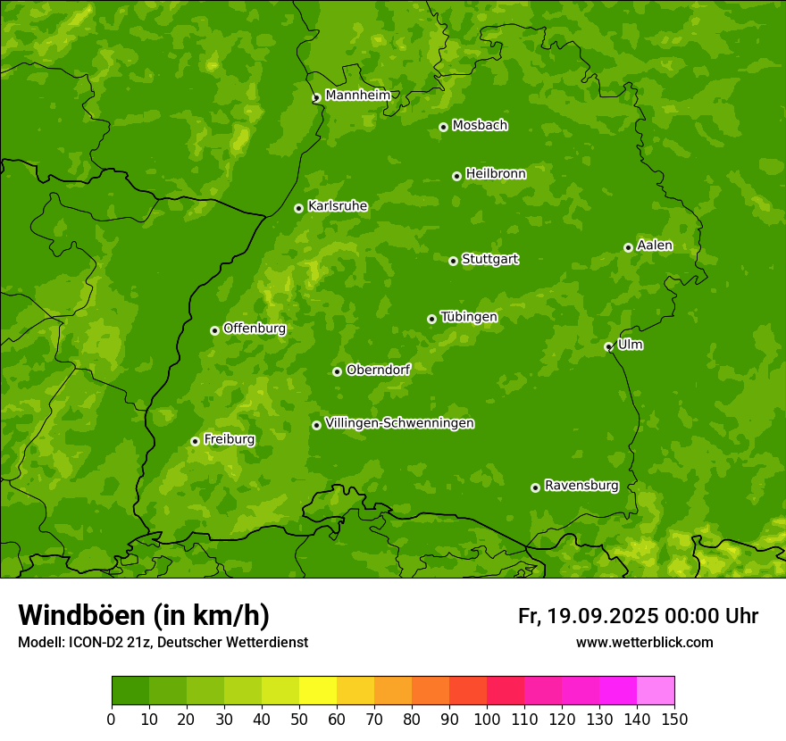 Modellkarten Windgeschwindigkeit