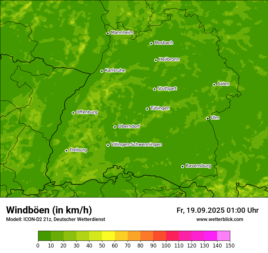 Modellkarten Windgeschwindigkeit