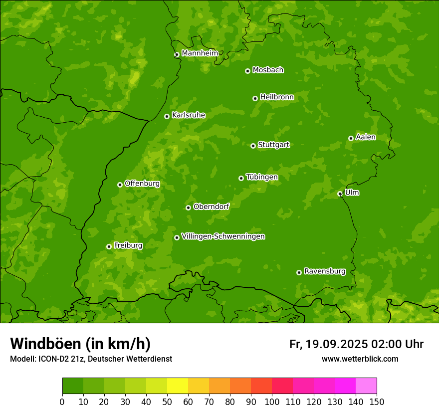 Modellkarten Windgeschwindigkeit