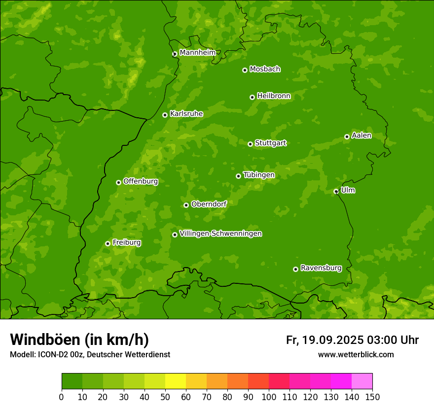 Modellkarten Windgeschwindigkeit